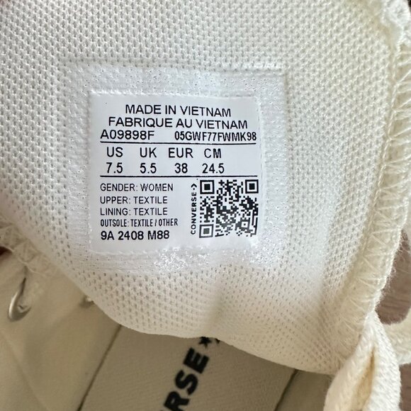 Converse Chuck Taylor Large Stars Hi Sz 7.5 Womens Shoes Sneakers Beige A09898F - Picture 8 of 10